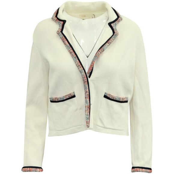 Maje Lock Knit Cardigan in White Cotton - Picture 1 of 6